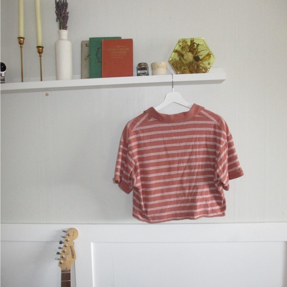 Striped Cropped Polo Shirt - Picture 3 of 3
